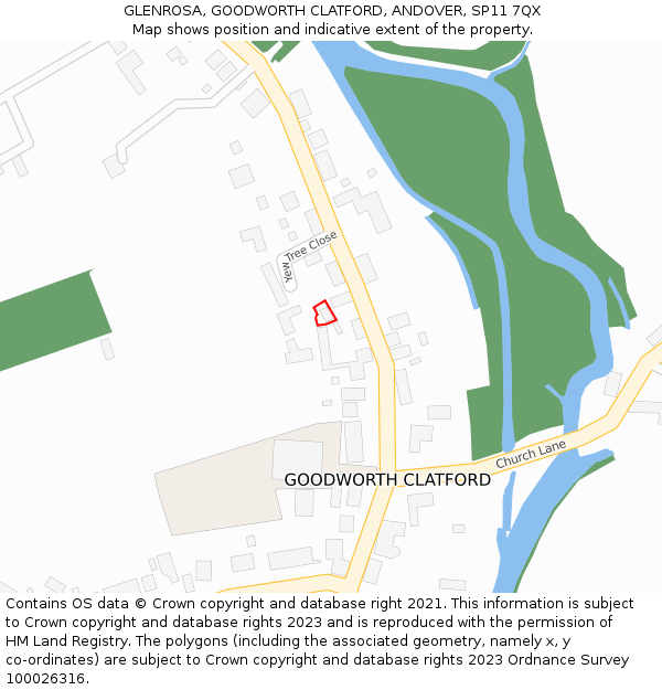 GLENROSA, GOODWORTH CLATFORD, ANDOVER, SP11 7QX: Location map and indicative extent of plot