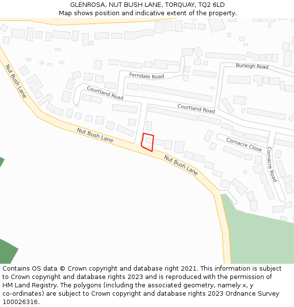 GLENROSA, NUT BUSH LANE, TORQUAY, TQ2 6LD: Location map and indicative extent of plot