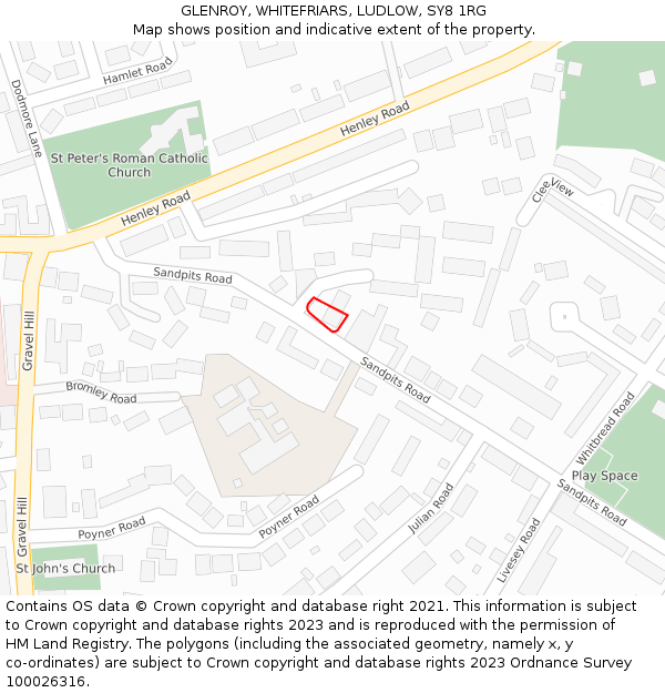 GLENROY, WHITEFRIARS, LUDLOW, SY8 1RG: Location map and indicative extent of plot
