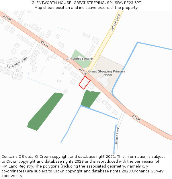 GLENTWORTH HOUSE, GREAT STEEPING, SPILSBY, PE23 5PT: Location map and indicative extent of plot