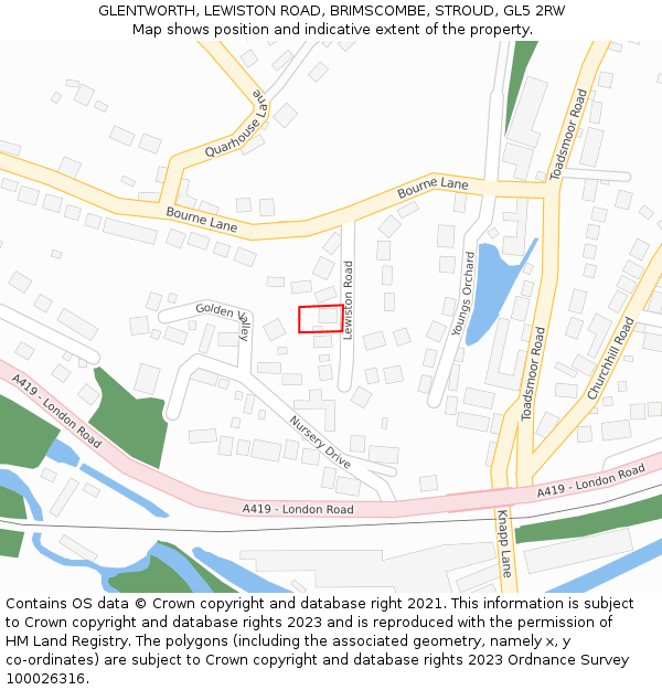 GLENTWORTH, LEWISTON ROAD, BRIMSCOMBE, STROUD, GL5 2RW: Location map and indicative extent of plot