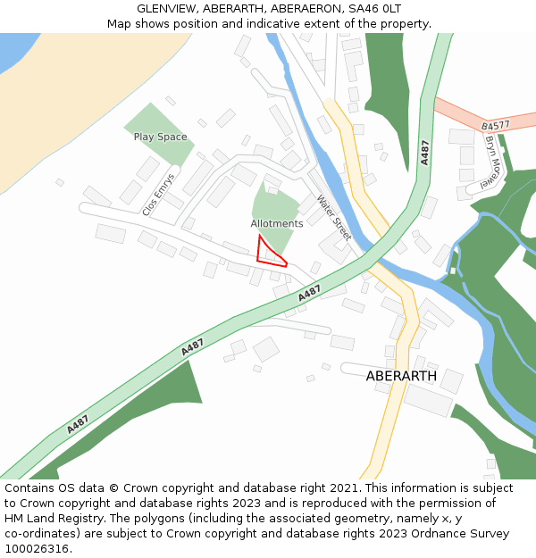 GLENVIEW, ABERARTH, ABERAERON, SA46 0LT: Location map and indicative extent of plot