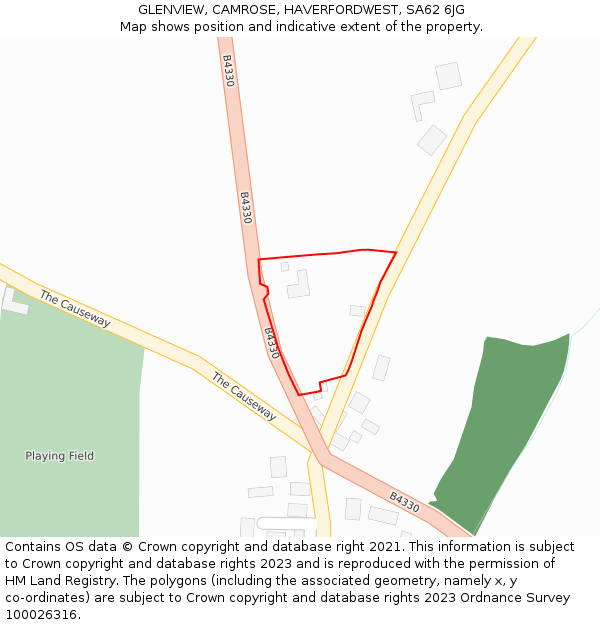 GLENVIEW, CAMROSE, HAVERFORDWEST, SA62 6JG: Location map and indicative extent of plot