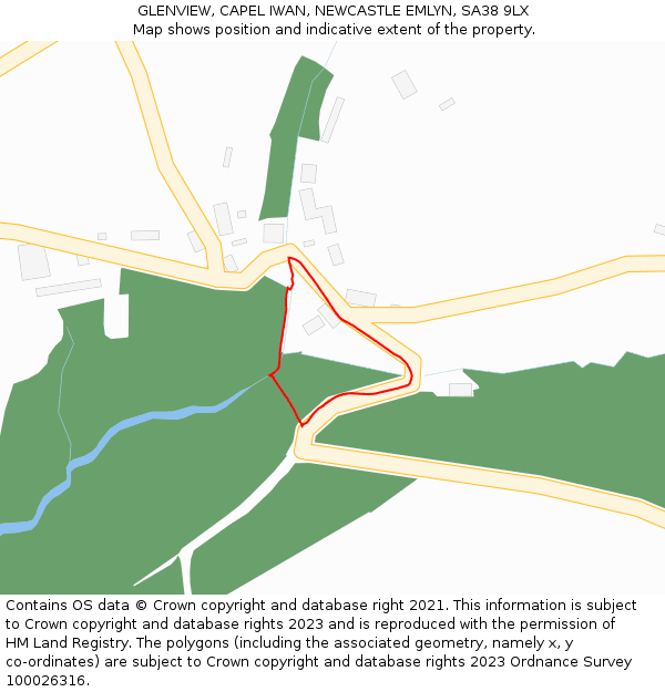GLENVIEW, CAPEL IWAN, NEWCASTLE EMLYN, SA38 9LX: Location map and indicative extent of plot
