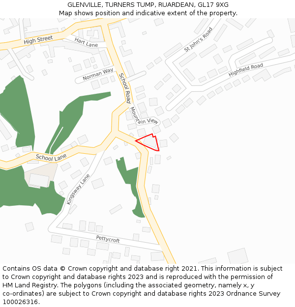 GLENVILLE, TURNERS TUMP, RUARDEAN, GL17 9XG: Location map and indicative extent of plot