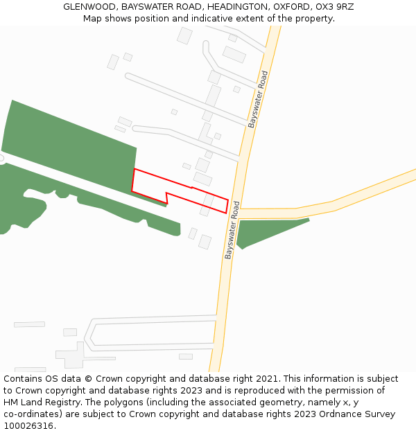 GLENWOOD, BAYSWATER ROAD, HEADINGTON, OXFORD, OX3 9RZ: Location map and indicative extent of plot