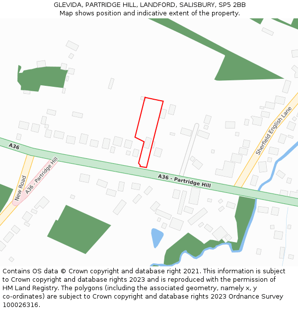 GLEVIDA, PARTRIDGE HILL, LANDFORD, SALISBURY, SP5 2BB: Location map and indicative extent of plot