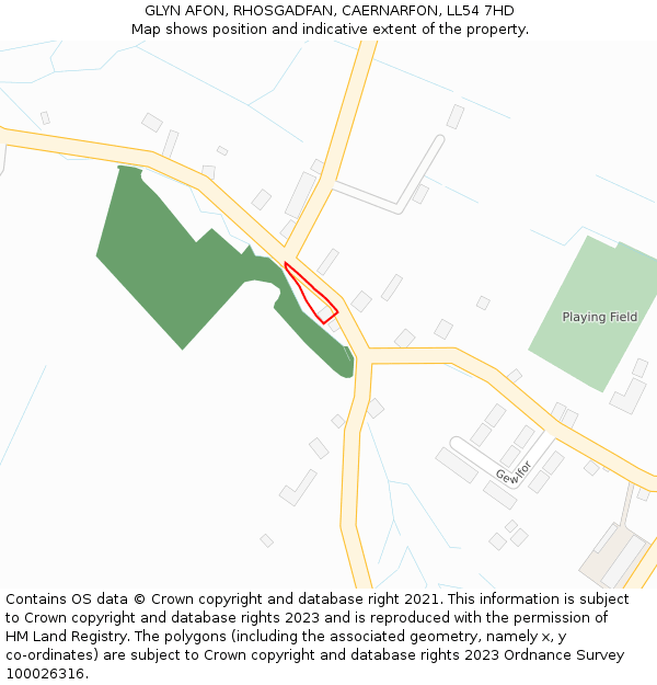 GLYN AFON, RHOSGADFAN, CAERNARFON, LL54 7HD: Location map and indicative extent of plot