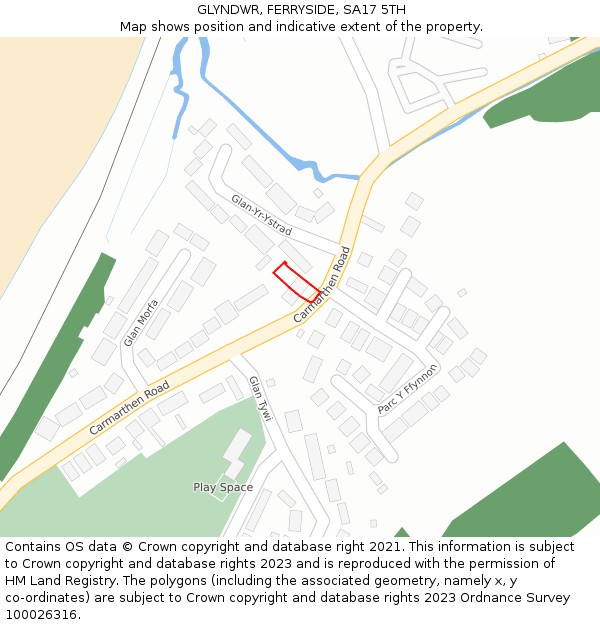 GLYNDWR, FERRYSIDE, SA17 5TH: Location map and indicative extent of plot