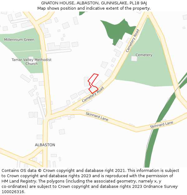 GNATON HOUSE, ALBASTON, GUNNISLAKE, PL18 9AJ: Location map and indicative extent of plot