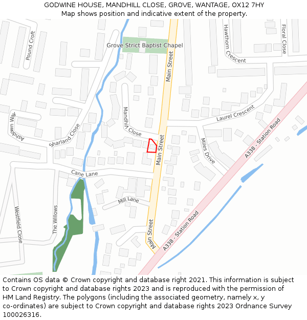 GODWINE HOUSE, MANDHILL CLOSE, GROVE, WANTAGE, OX12 7HY: Location map and indicative extent of plot