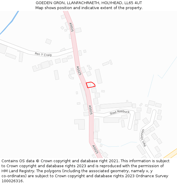GOEDEN GRON, LLANFACHRAETH, HOLYHEAD, LL65 4UT: Location map and indicative extent of plot