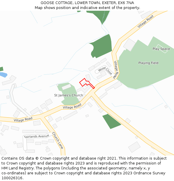 GOOSE COTTAGE, LOWER TOWN, EXETER, EX6 7NA: Location map and indicative extent of plot