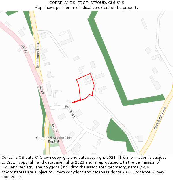 GORSELANDS, EDGE, STROUD, GL6 6NS: Location map and indicative extent of plot