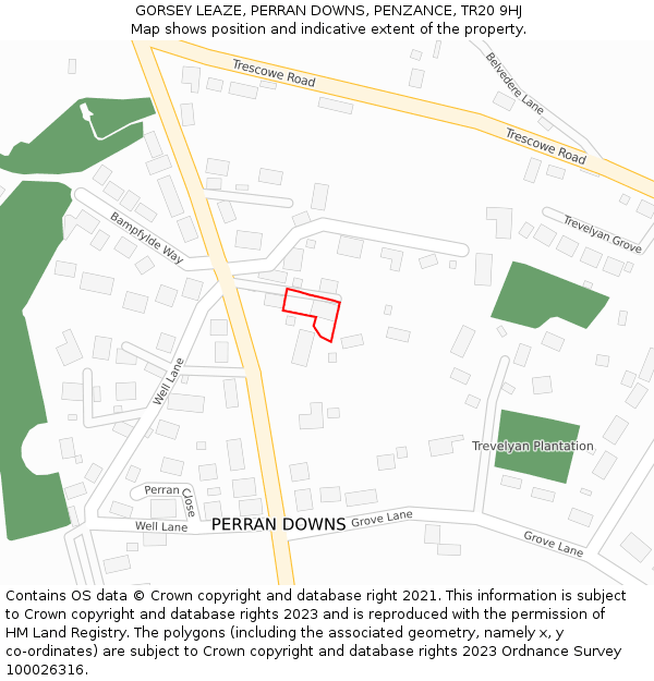 GORSEY LEAZE, PERRAN DOWNS, PENZANCE, TR20 9HJ: Location map and indicative extent of plot