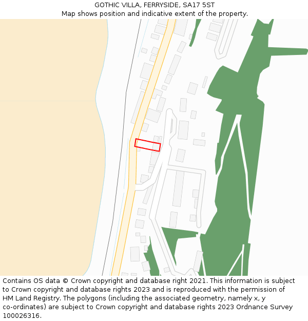 GOTHIC VILLA, FERRYSIDE, SA17 5ST: Location map and indicative extent of plot