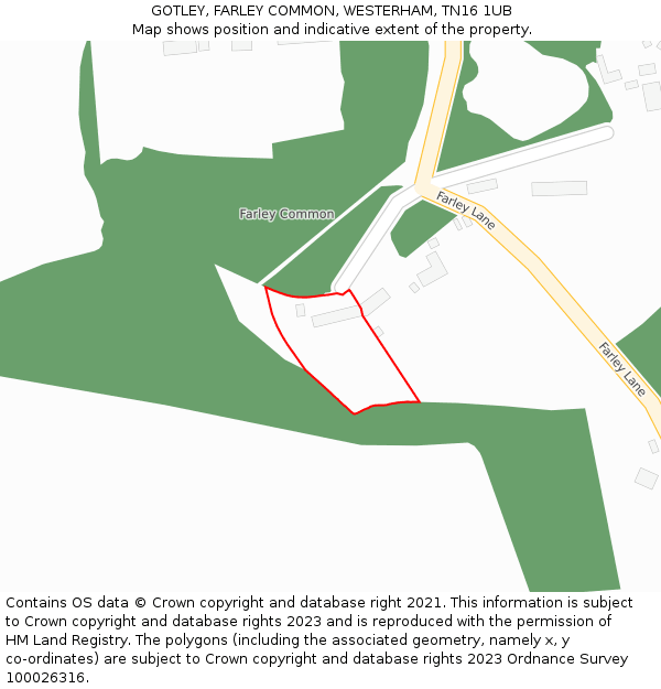 GOTLEY, FARLEY COMMON, WESTERHAM, TN16 1UB: Location map and indicative extent of plot