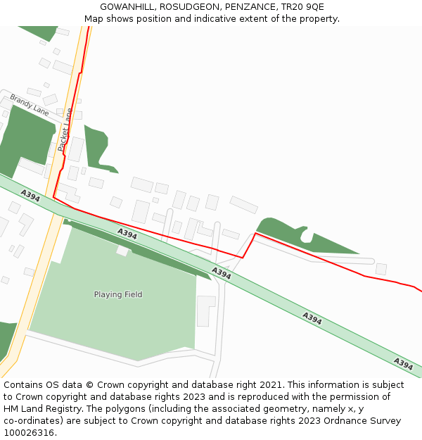 GOWANHILL, ROSUDGEON, PENZANCE, TR20 9QE: Location map and indicative extent of plot