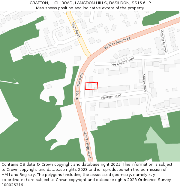 GRAFTON, HIGH ROAD, LANGDON HILLS, BASILDON, SS16 6HP: Location map and indicative extent of plot