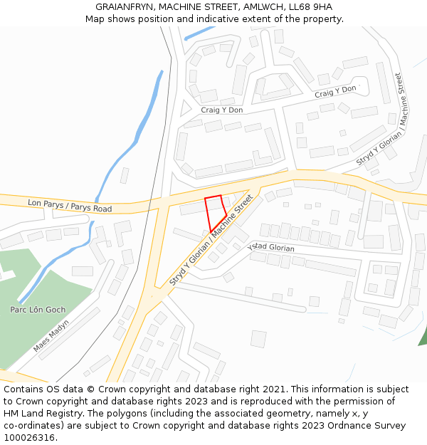 GRAIANFRYN, MACHINE STREET, AMLWCH, LL68 9HA: Location map and indicative extent of plot