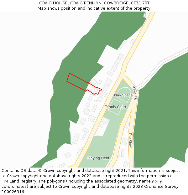 GRAIG HOUSE, GRAIG PENLLYN, COWBRIDGE, CF71 7RT: Location map and indicative extent of plot