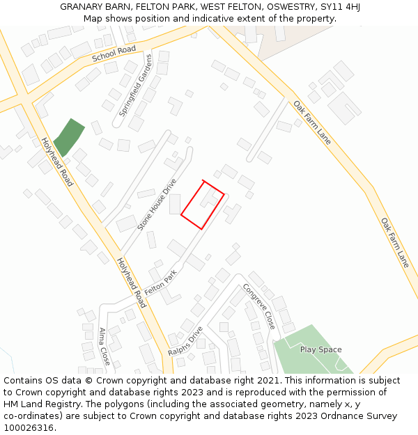 GRANARY BARN, FELTON PARK, WEST FELTON, OSWESTRY, SY11 4HJ: Location map and indicative extent of plot