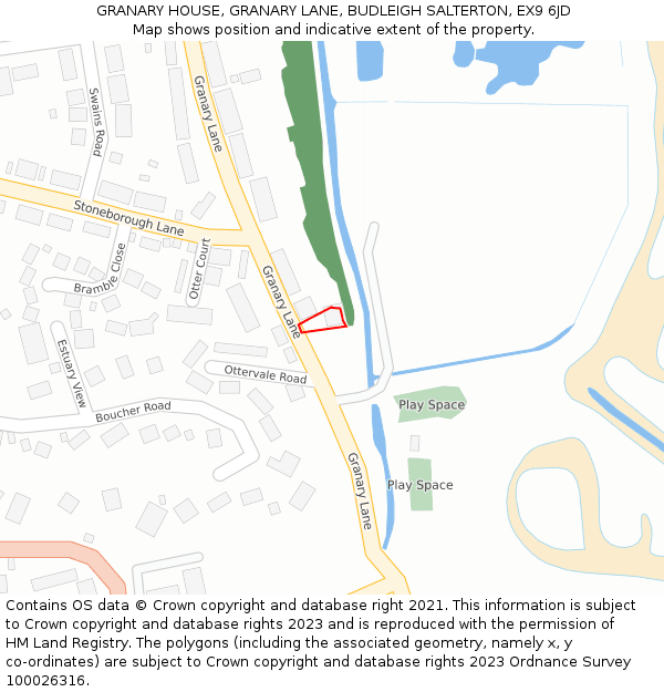 GRANARY HOUSE, GRANARY LANE, BUDLEIGH SALTERTON, EX9 6JD: Location map and indicative extent of plot