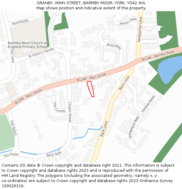 GRANBY, MAIN STREET, BARMBY MOOR, YORK, YO42 4HL: Location map and indicative extent of plot