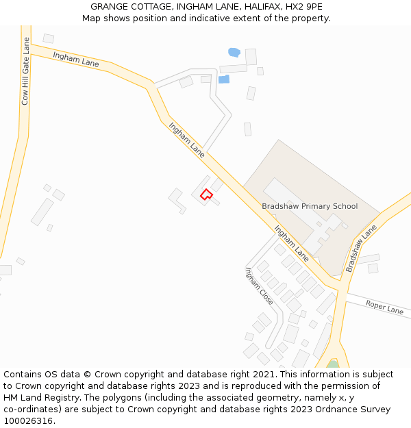 GRANGE COTTAGE, INGHAM LANE, HALIFAX, HX2 9PE: Location map and indicative extent of plot