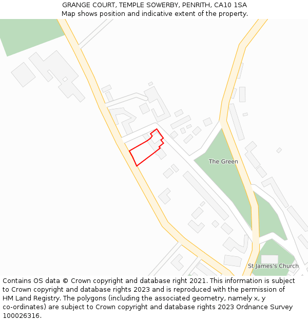 GRANGE COURT, TEMPLE SOWERBY, PENRITH, CA10 1SA: Location map and indicative extent of plot