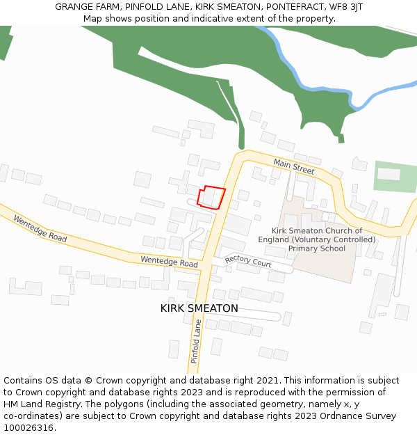 GRANGE FARM, PINFOLD LANE, KIRK SMEATON, PONTEFRACT, WF8 3JT: Location map and indicative extent of plot