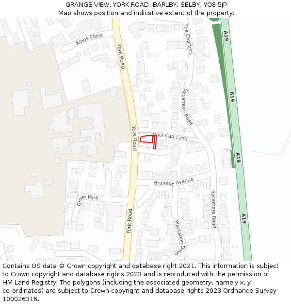 GRANGE VIEW, YORK ROAD, BARLBY, SELBY, YO8 5JP: Location map and indicative extent of plot