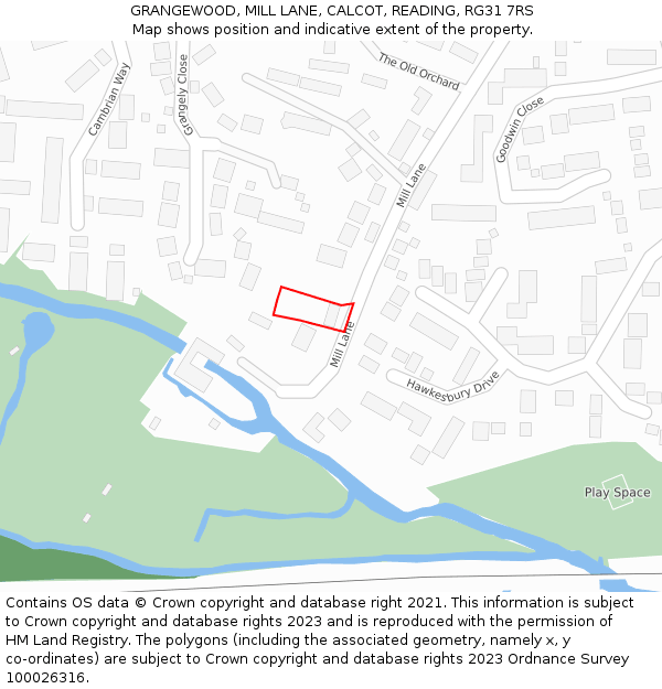 GRANGEWOOD, MILL LANE, CALCOT, READING, RG31 7RS: Location map and indicative extent of plot