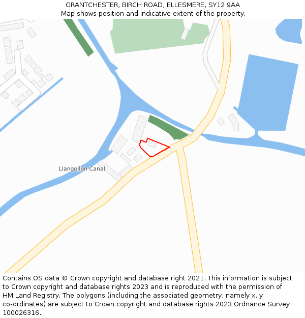 GRANTCHESTER, BIRCH ROAD, ELLESMERE, SY12 9AA: Location map and indicative extent of plot