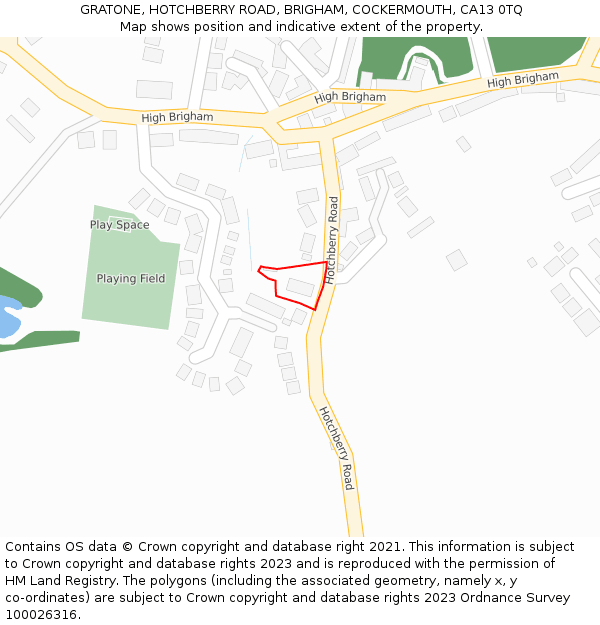 GRATONE, HOTCHBERRY ROAD, BRIGHAM, COCKERMOUTH, CA13 0TQ: Location map and indicative extent of plot