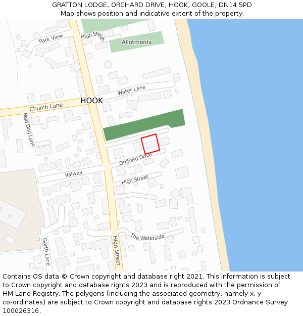 GRATTON LODGE, ORCHARD DRIVE, HOOK, GOOLE, DN14 5PD: Location map and indicative extent of plot