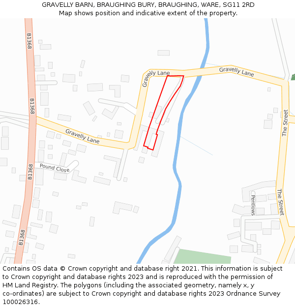 GRAVELLY BARN, BRAUGHING BURY, BRAUGHING, WARE, SG11 2RD: Location map and indicative extent of plot