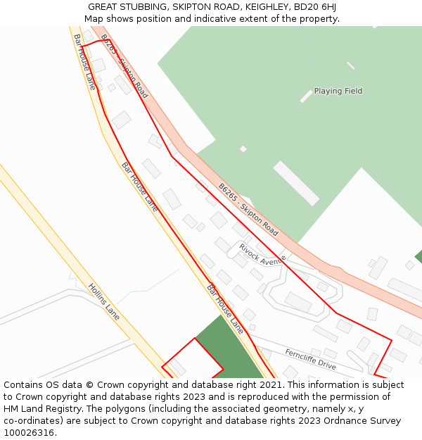 GREAT STUBBING, SKIPTON ROAD, KEIGHLEY, BD20 6HJ: Location map and indicative extent of plot