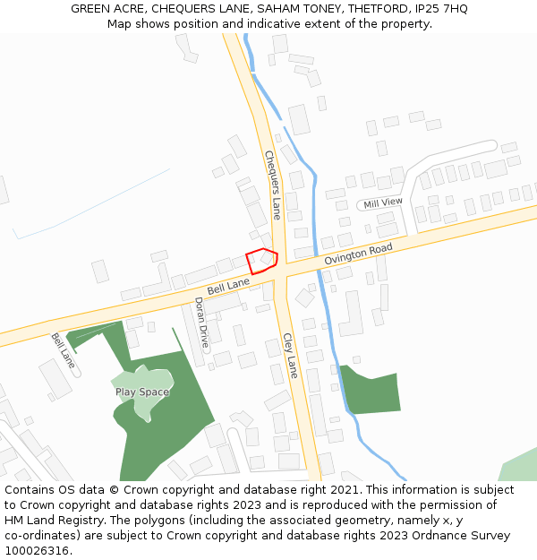 GREEN ACRE, CHEQUERS LANE, SAHAM TONEY, THETFORD, IP25 7HQ: Location map and indicative extent of plot