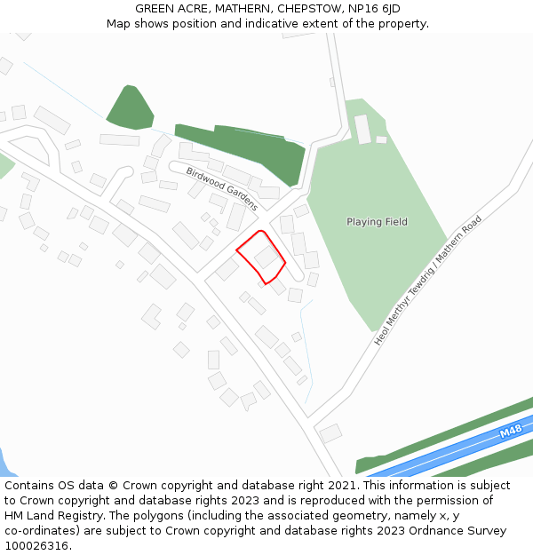 GREEN ACRE, MATHERN, CHEPSTOW, NP16 6JD: Location map and indicative extent of plot
