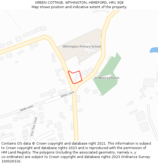 GREEN COTTAGE, WITHINGTON, HEREFORD, HR1 3QE: Location map and indicative extent of plot