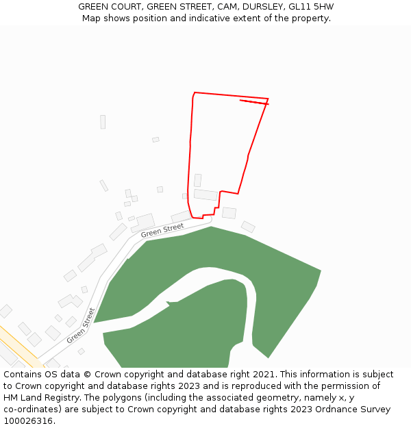 GREEN COURT, GREEN STREET, CAM, DURSLEY, GL11 5HW: Location map and indicative extent of plot