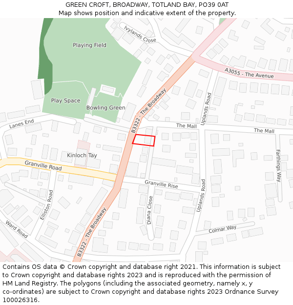 GREEN CROFT, BROADWAY, TOTLAND BAY, PO39 0AT: Location map and indicative extent of plot