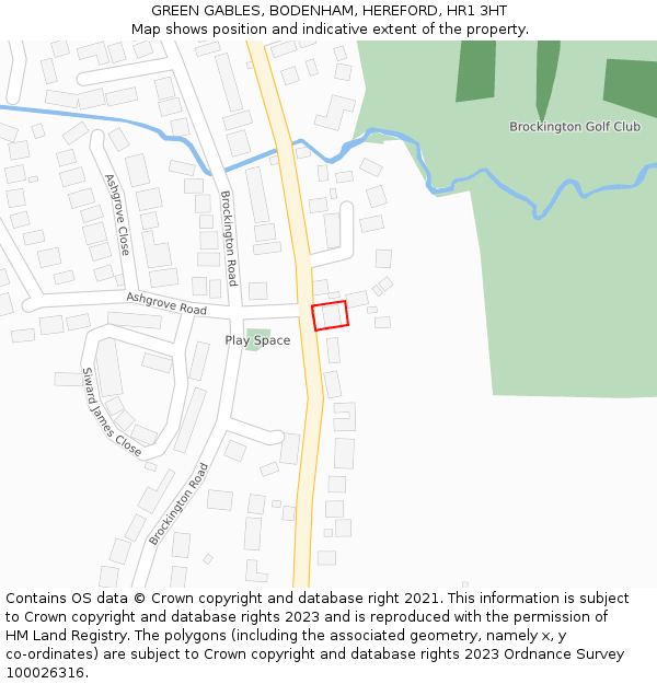 GREEN GABLES, BODENHAM, HEREFORD, HR1 3HT: Location map and indicative extent of plot