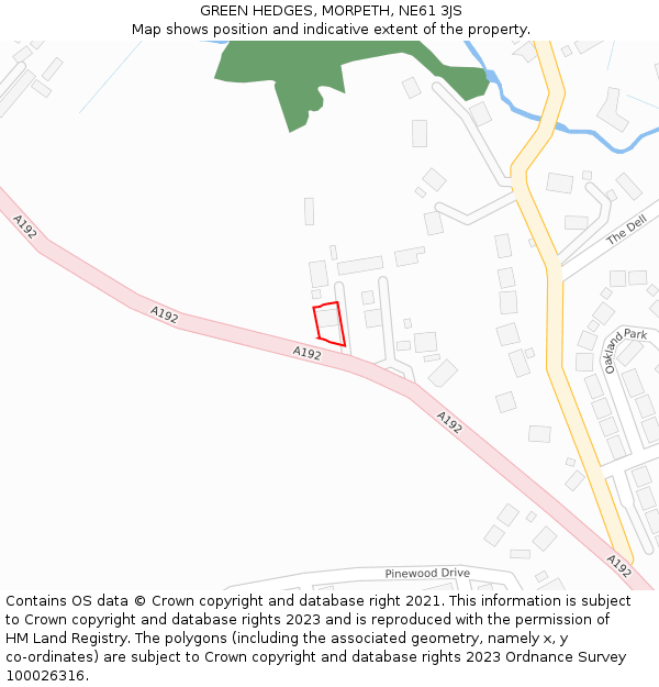 GREEN HEDGES, MORPETH, NE61 3JS: Location map and indicative extent of plot