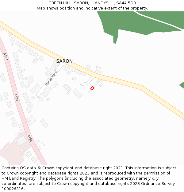 GREEN HILL, SARON, LLANDYSUL, SA44 5DR: Location map and indicative extent of plot