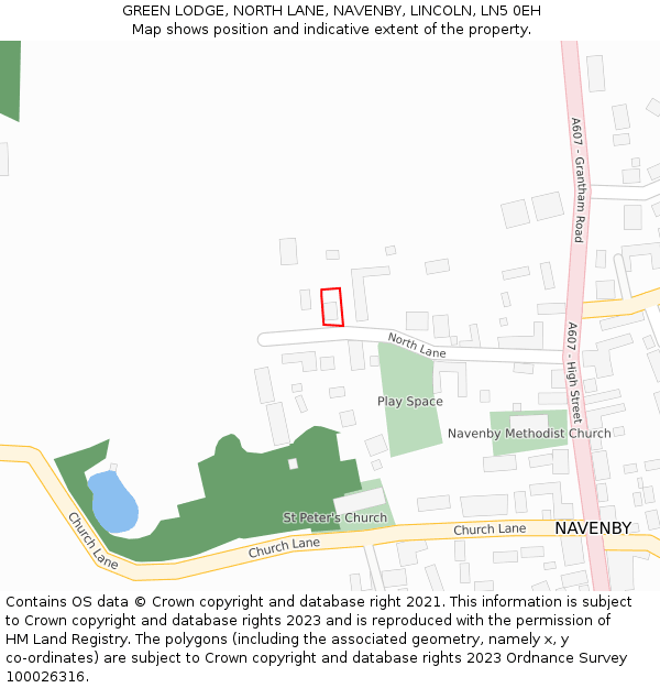 GREEN LODGE, NORTH LANE, NAVENBY, LINCOLN, LN5 0EH: Location map and indicative extent of plot