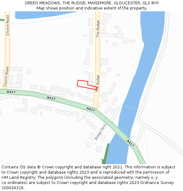 GREEN MEADOWS, THE RUDGE, MAISEMORE, GLOUCESTER, GL2 8HY: Location map and indicative extent of plot