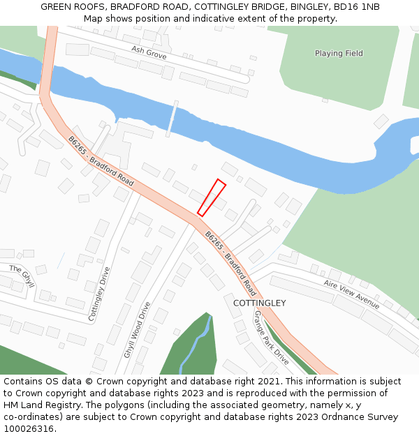 GREEN ROOFS, BRADFORD ROAD, COTTINGLEY BRIDGE, BINGLEY, BD16 1NB: Location map and indicative extent of plot