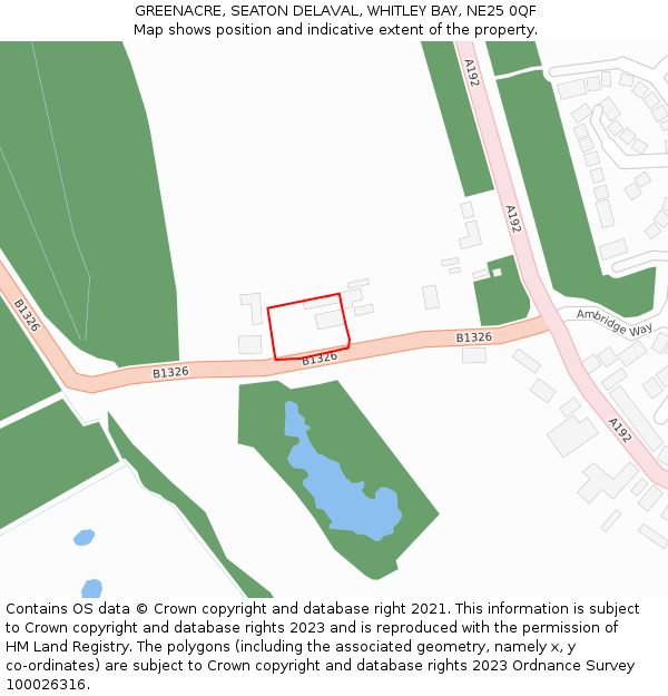 GREENACRE, SEATON DELAVAL, WHITLEY BAY, NE25 0QF: Location map and indicative extent of plot